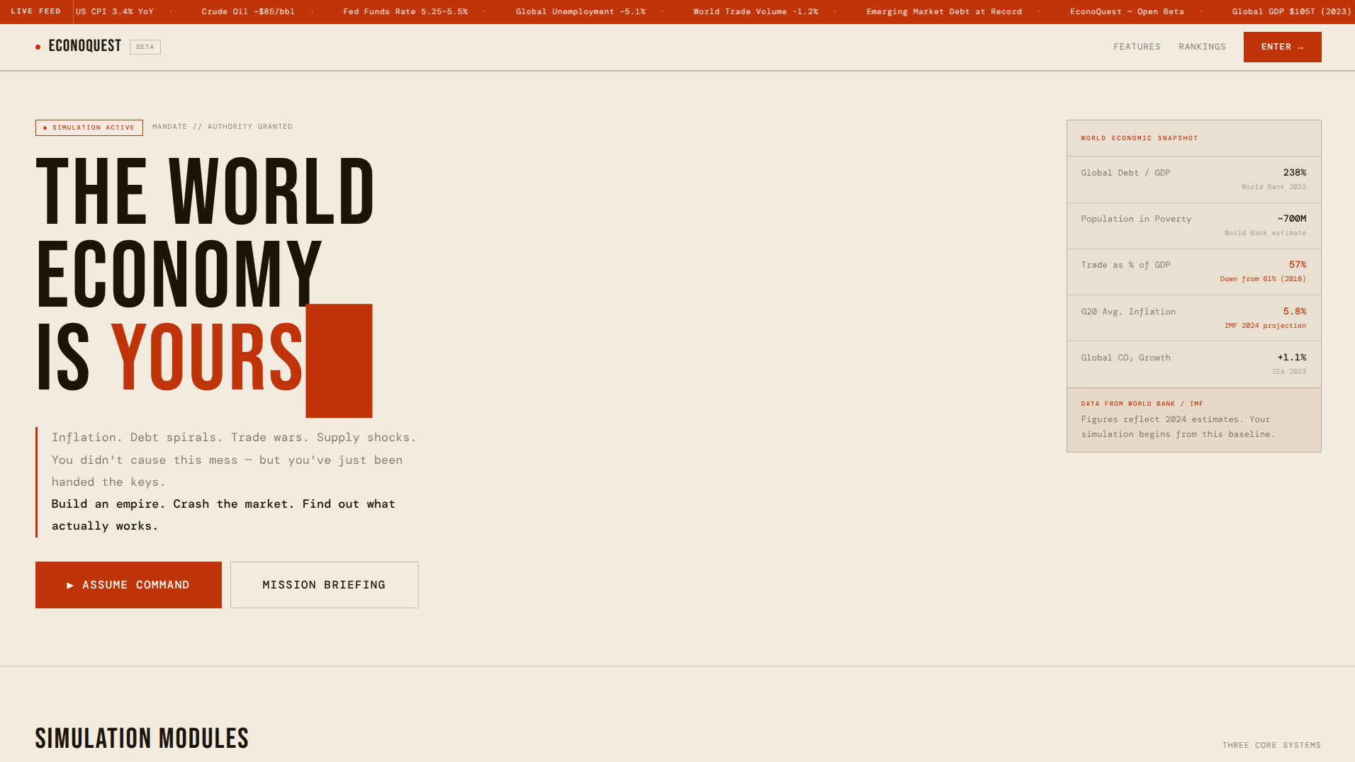 EconoQuest — AI Economics Simulator preview