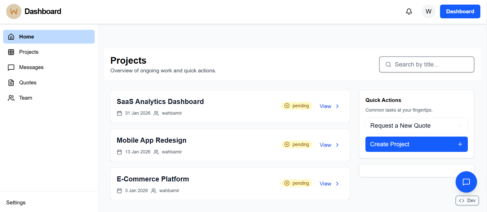 Client & Developer Collaboration Platform screenshot 2