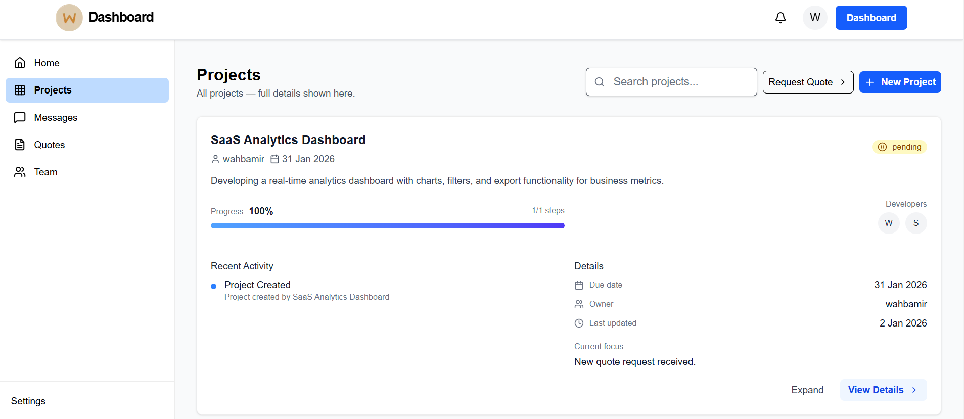 Client & Developer Collaboration Platform screenshot 3